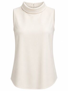 H&M Cream Sleeveless Mock Neck Blouse Size 4 EU36
